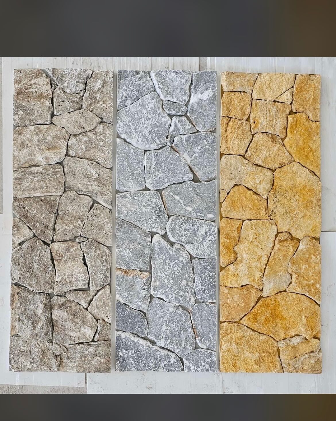Gri füme ve sarı doğal taş numuneleri